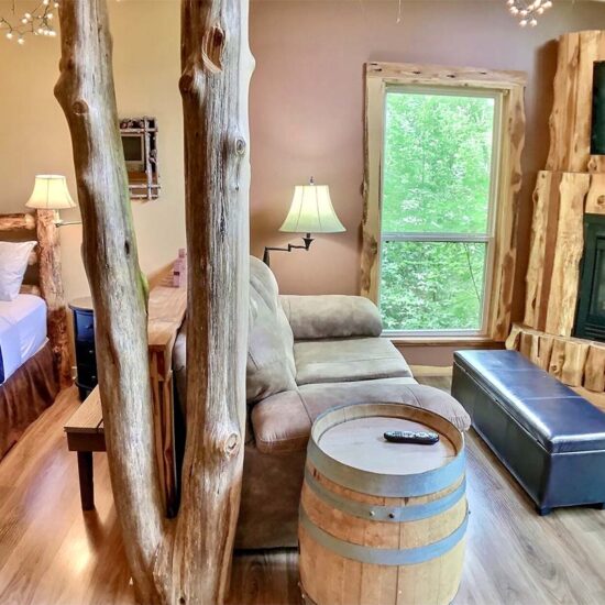 Winery Chateau Treehouse Bedroom & Living Room